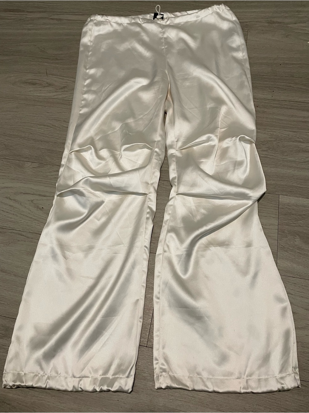 Satin Boot-Flare Pants in Ivory